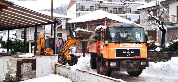 Σε ετοιμότητα ο Μηχανισμός του Δήμου Πύλης για την αντιμετώπιση του χιονιά